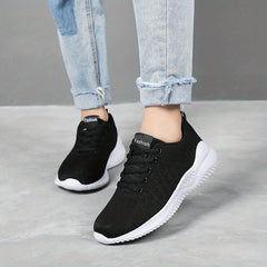Women's Breathable Woven Running Shoes Lightweight Low Top Sport Shoes