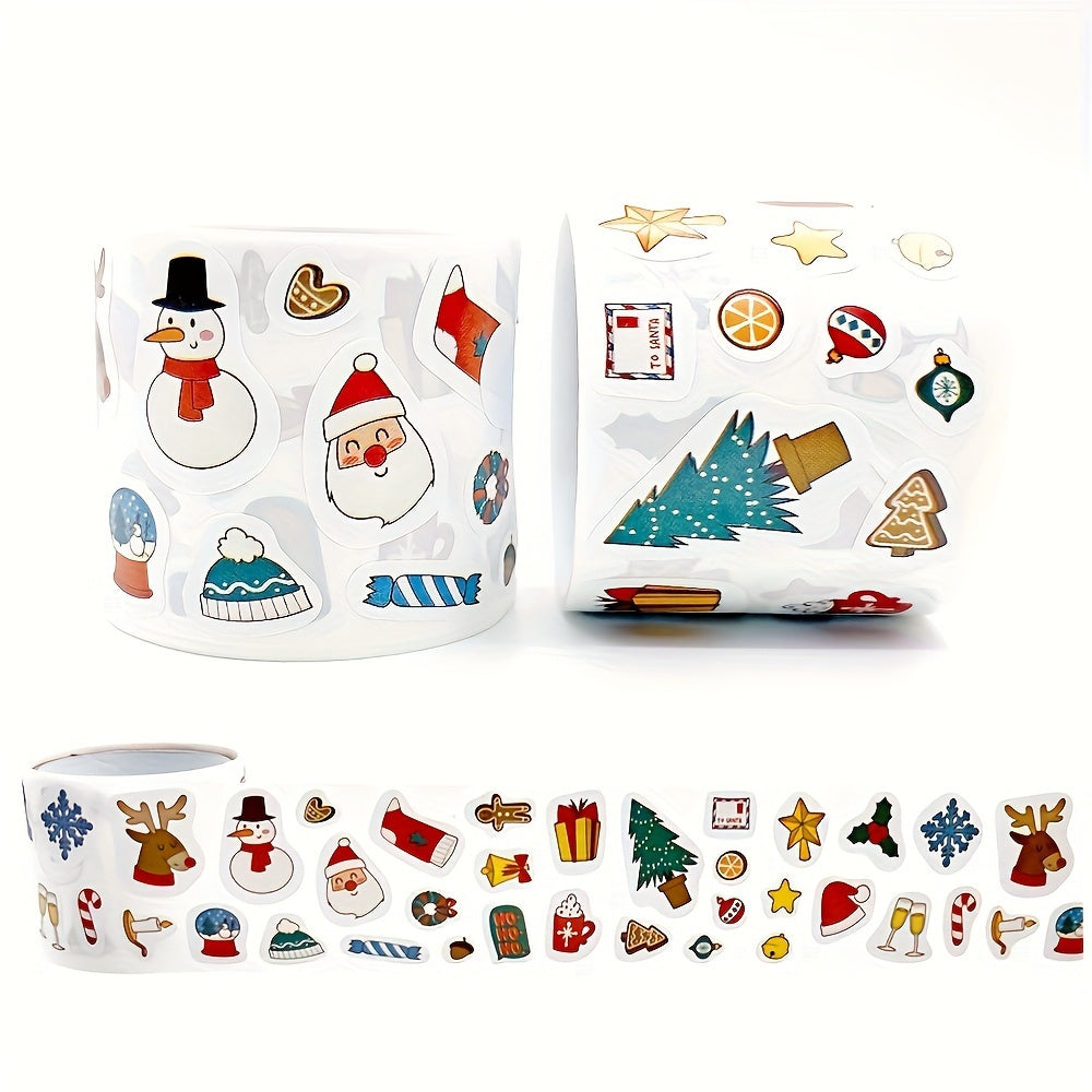 300 Christmas Gift Paper Stickers Cartoon Snowman Elk Navidad Decorations