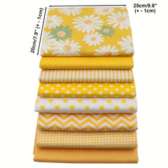 8pcs Yellow Series Fabric Patchwork DIY Sewing Quilting Material