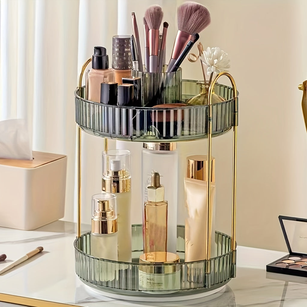 360 Rotating Makeup Organizer for Vanity Cosmetic Display Cases
