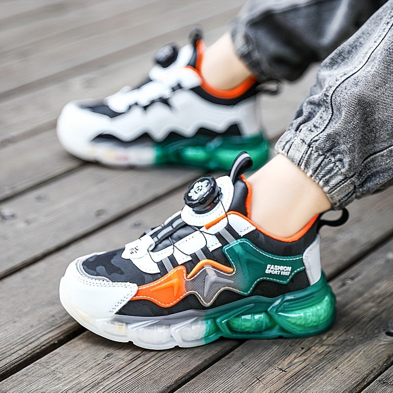 Boy's Rotating Buckle Basketball Shoes Non Slip Sneakers