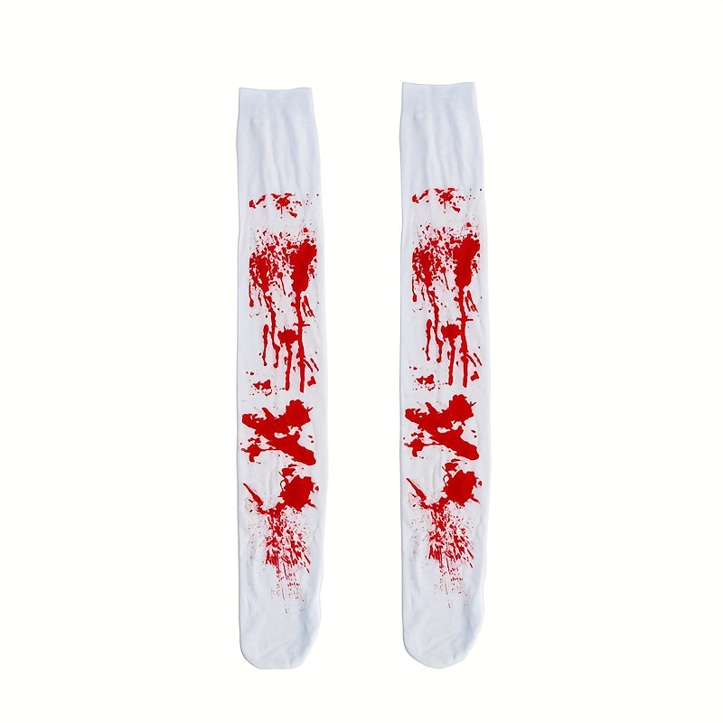 Blood Print Thigh High Socks Halloween Cosplay Over The Knee Socks