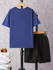 Boys Bear Graphic T-Shirt & Cargo Shorts Set