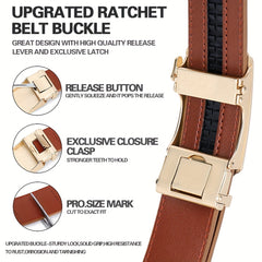 Men's Ratchet Belt Dress 4 Leather Jeans Micro Adjustable Belt