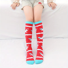 Girls Unicorn Print Over Knee Socks for Kids