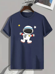 Cartoon Astronaut Graphic T-shirt for Men