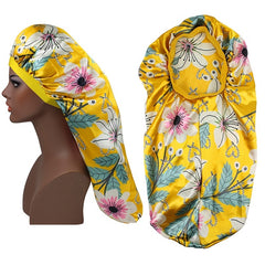 Silk Long Hair Wrap Printed Bonnet Sleep Cap