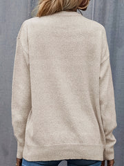 Casual Sweater Women's Plus Solid Jacquard Long Sleeve Round Neck