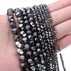 Hematite Crystal Faceted Beads 2 3 4 6 8mm Jewelry Making Findings DIY Bracelet