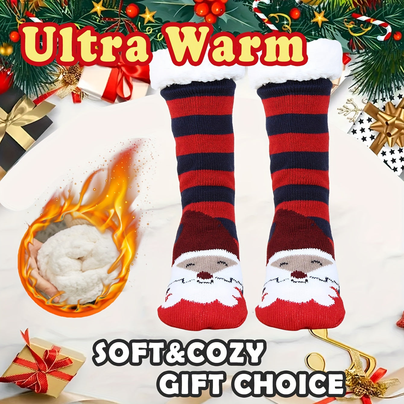 Men's Fleece Lined Gripper Slipper Socks