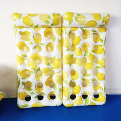 Lemon Print Inflatable Pool Lounger for Relaxation and Tanning