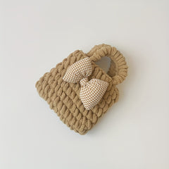 Girls Bow Decor Clutch Bag Small Storage Coin Purse