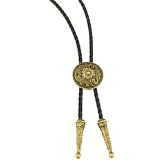 Bronze Metal Collar Rope Necklace Necktie Vintage Western Cowboy Shirt Accessori