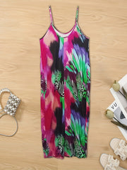 Animal Print V Neck Spaghetti Strap Dress