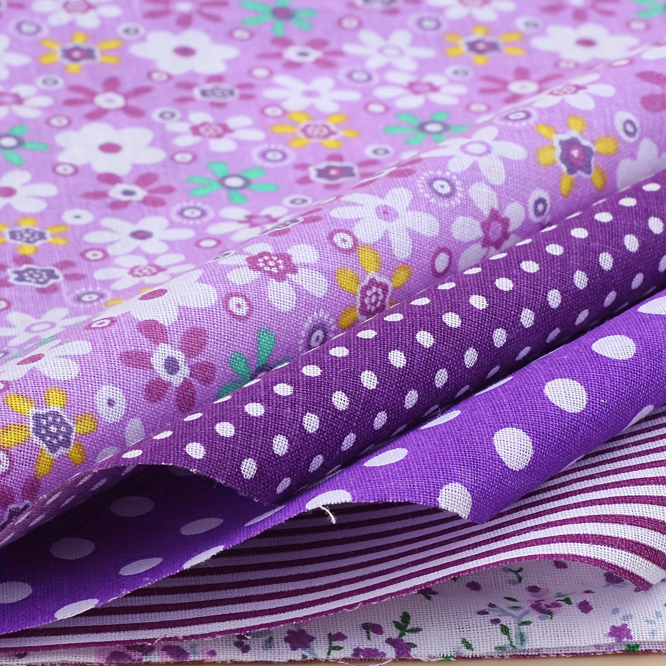 7pcs Printed Cotton Quilting Sewing Patchwork DIY Cloth Purple Series