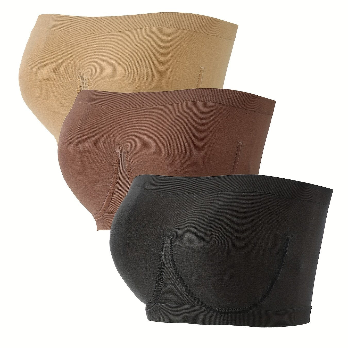 3pcs Seamless Bandeau Bras Soft Stretch Everyday Bra Women's Lingerie