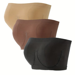 3pcs Seamless Bandeau Bras Soft Stretch Everyday Bra Women's Lingerie