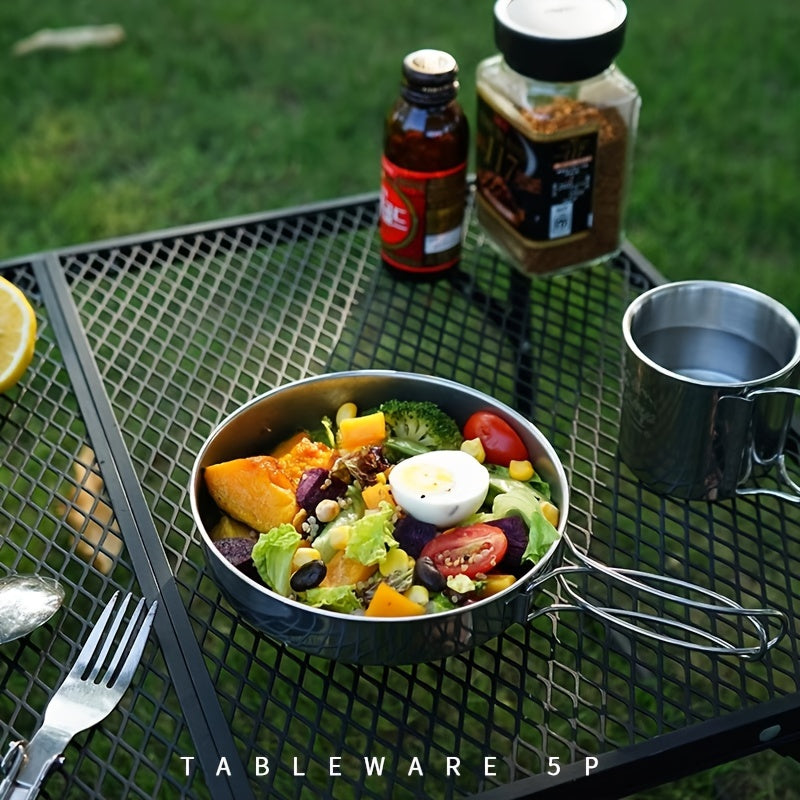 5pcs Stainless Steel Tableware Set for Camping