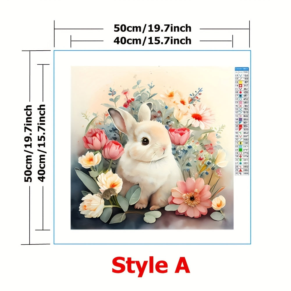 Needlework DIY Cross Stitch Kit Rabbit Among Flowers 11CT Printed On Canvas