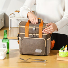 Double Layer Bento Bag with Long Handles