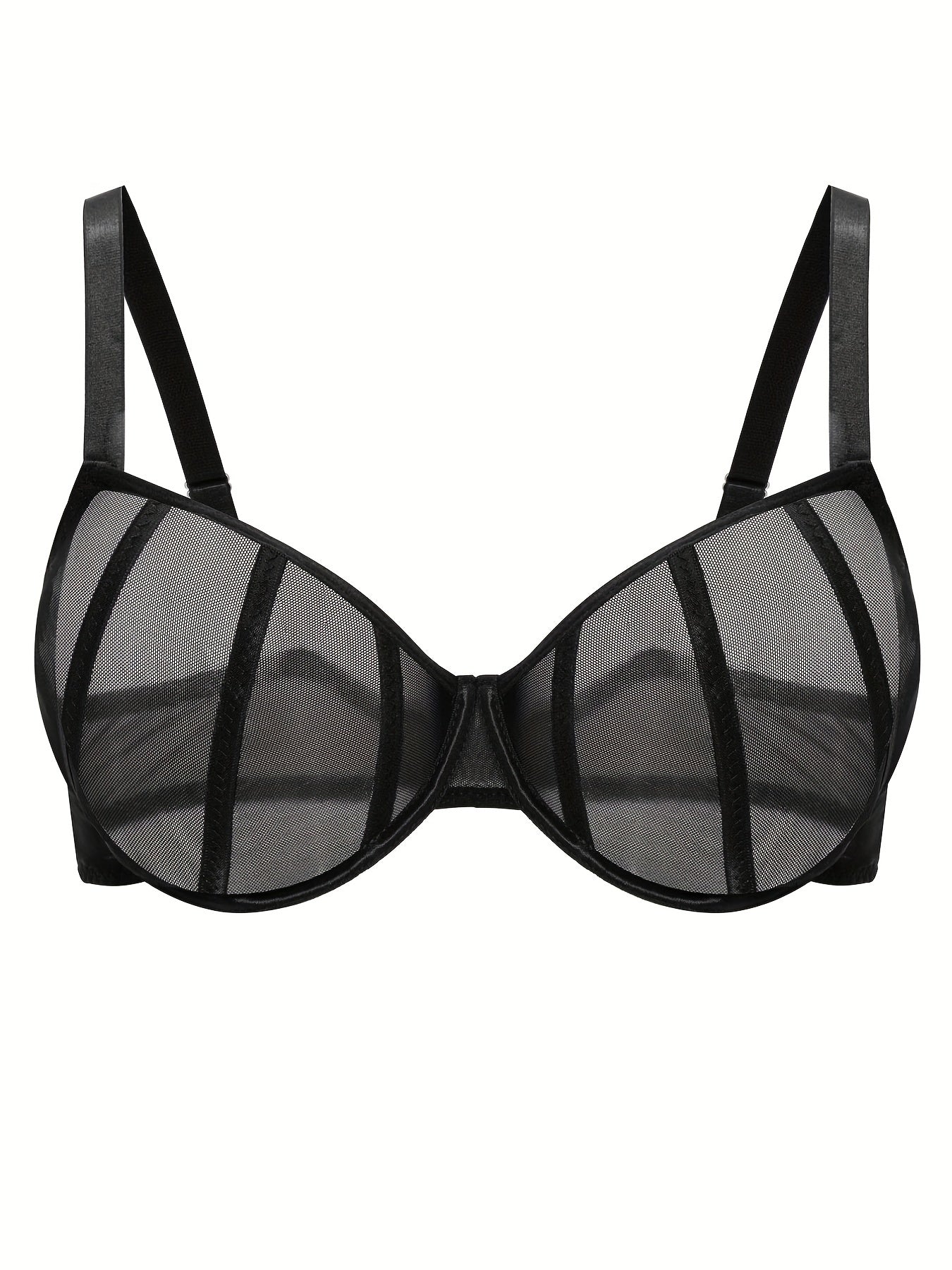 Sexy Striped Mesh Non Padded Underwire Bra