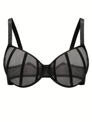 Sexy Striped Mesh Non Padded Underwire Bra