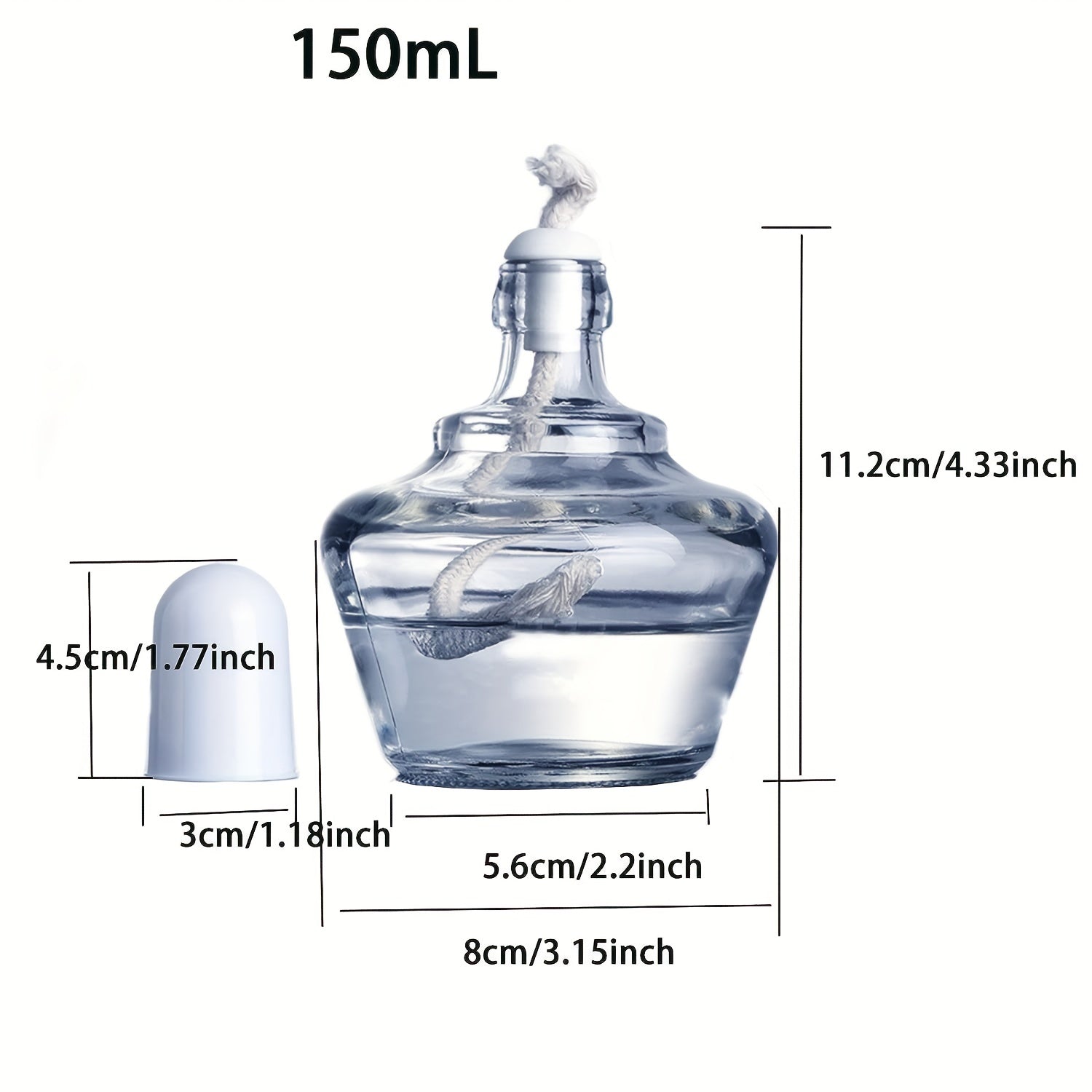 Glass Alcohol Lamp 150mL + 5 Replacement Wicks Lab School Chemical Heating