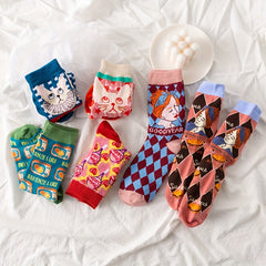 Cartoon Pattern Socks Comfy & College Style Women's Stockings