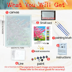 DIY Paint by Numbers Kit Pink for Beginners - Home Wall Decoration Craft