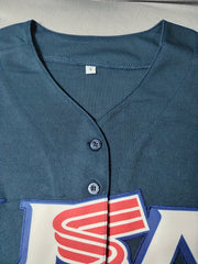 Women's Baseball Jersey Letter Embroidery V Neck T Shirt
