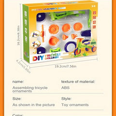 DIY Sliding Tricycle Keychain Construction Blocks Toy for Kids & Adults