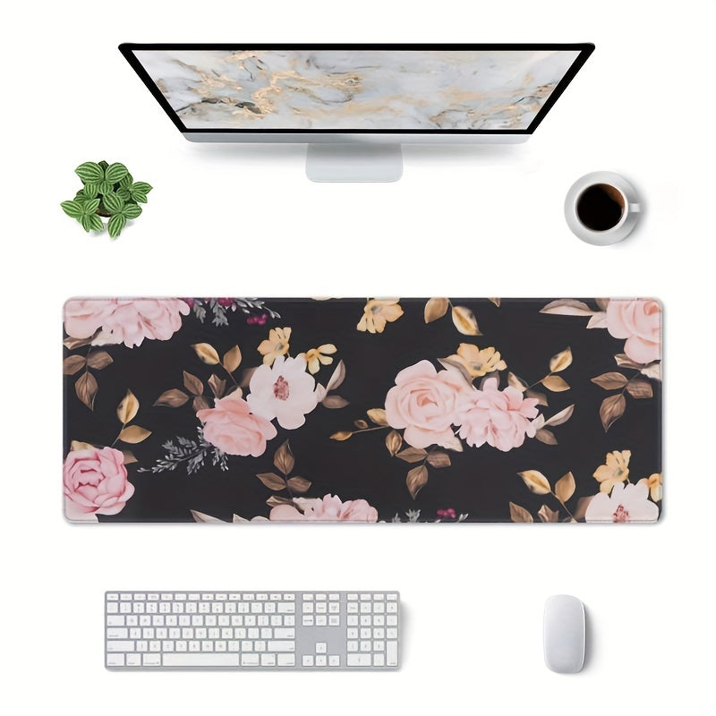 Large Flower Pattern Mouse Pad Non-Slip Rubber Base