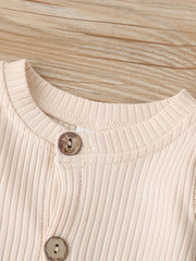 Baby Girls Cotton Bodysuit Long Sleeve Botton Down Romper