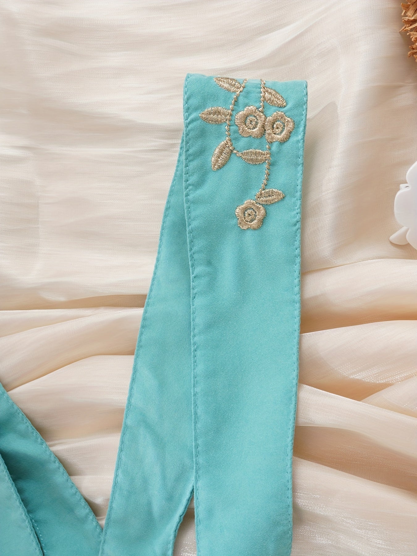 Girls Embroidered Straps Overalls Skirt Elastic Waist
