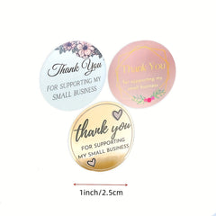 500 Pcs Thank You Flower Stickers for Baking Packaging Envelope Seals