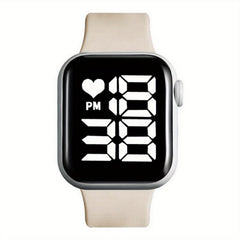 LED Screen Electronic Watch With Silicone Band Boys Girls Gift