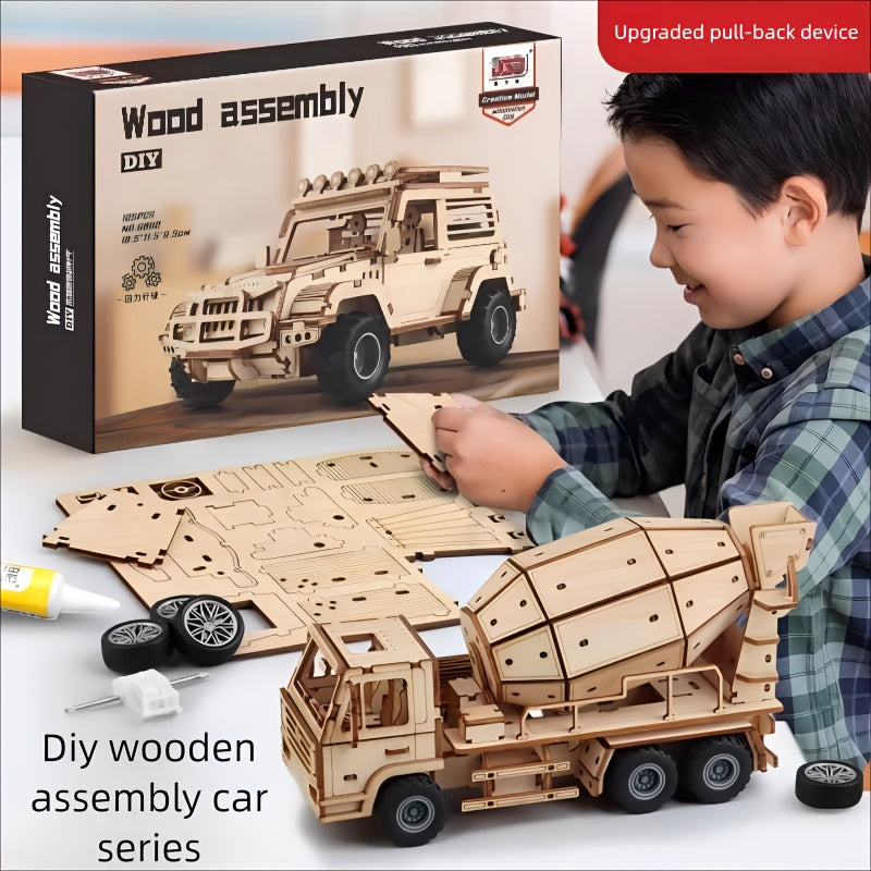 Wooden 3D Puzzle Car Set DIY Craft Kit - Ideal Hallow Gift