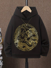 Boy's Dragon Pattern Hoodie Long Sleeve Top