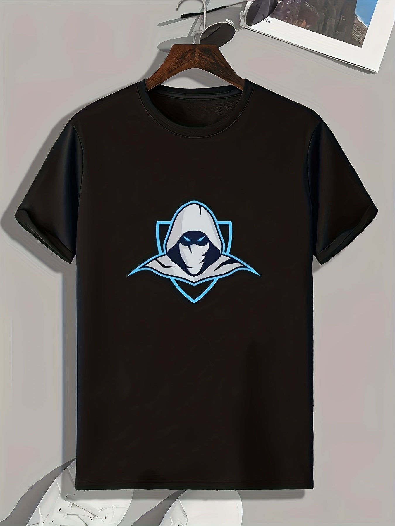 Cartoon Print Men's Tee Masked Casual Graphic T-shirt for Summer