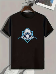 Cartoon Print Men's Tee Masked Casual Graphic T-shirt for Summer