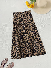 Leopard Print High Waist Split Skirt Sexy Skirt For Spring & Summer