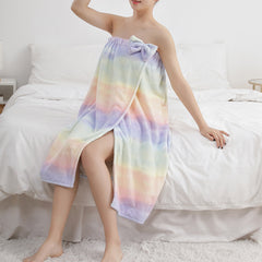 Absorbent Rainbow Bath Towel for Women Coral Fleece Tube Top