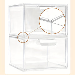 2pcs Stackable Makeup Organizer Storage Drawer Acrylic Bathroom Organizer