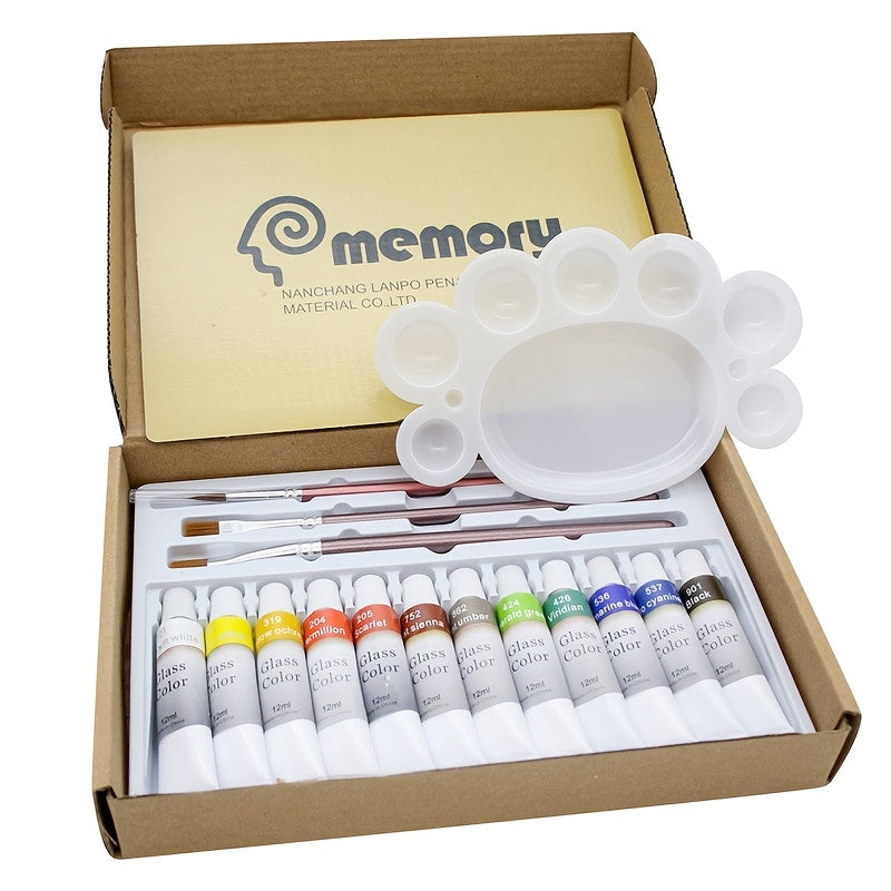 12 Colors Glass Painting Pigment for Hand Painted Glass