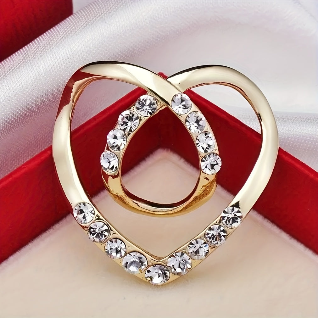 Crystal Rhinestone Heart Scarf Clip Buckle Shawl T Shirt Jewelry