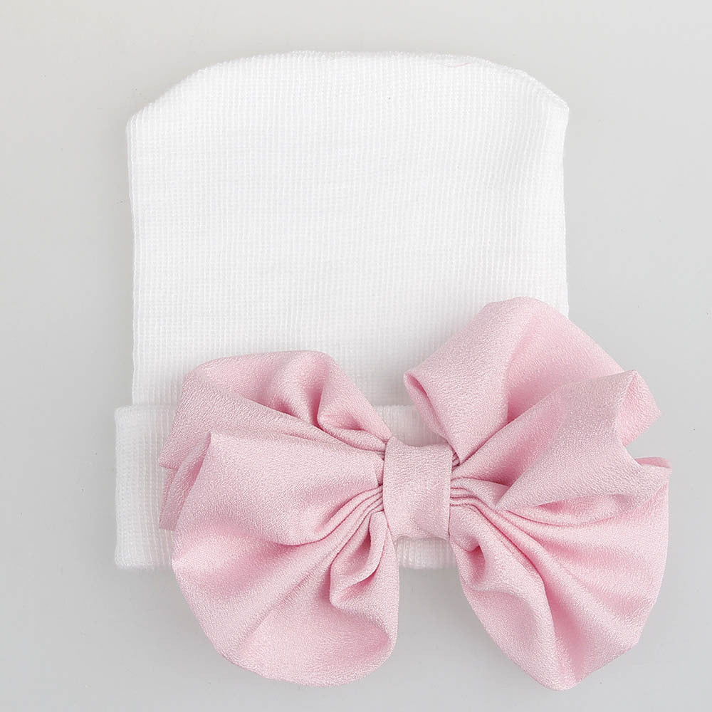 Baby Girls Bow Knit Striped Cap Elastic Thermal Beanie