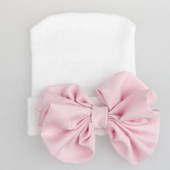 Baby Girls Bow Knit Striped Cap Elastic Thermal Beanie