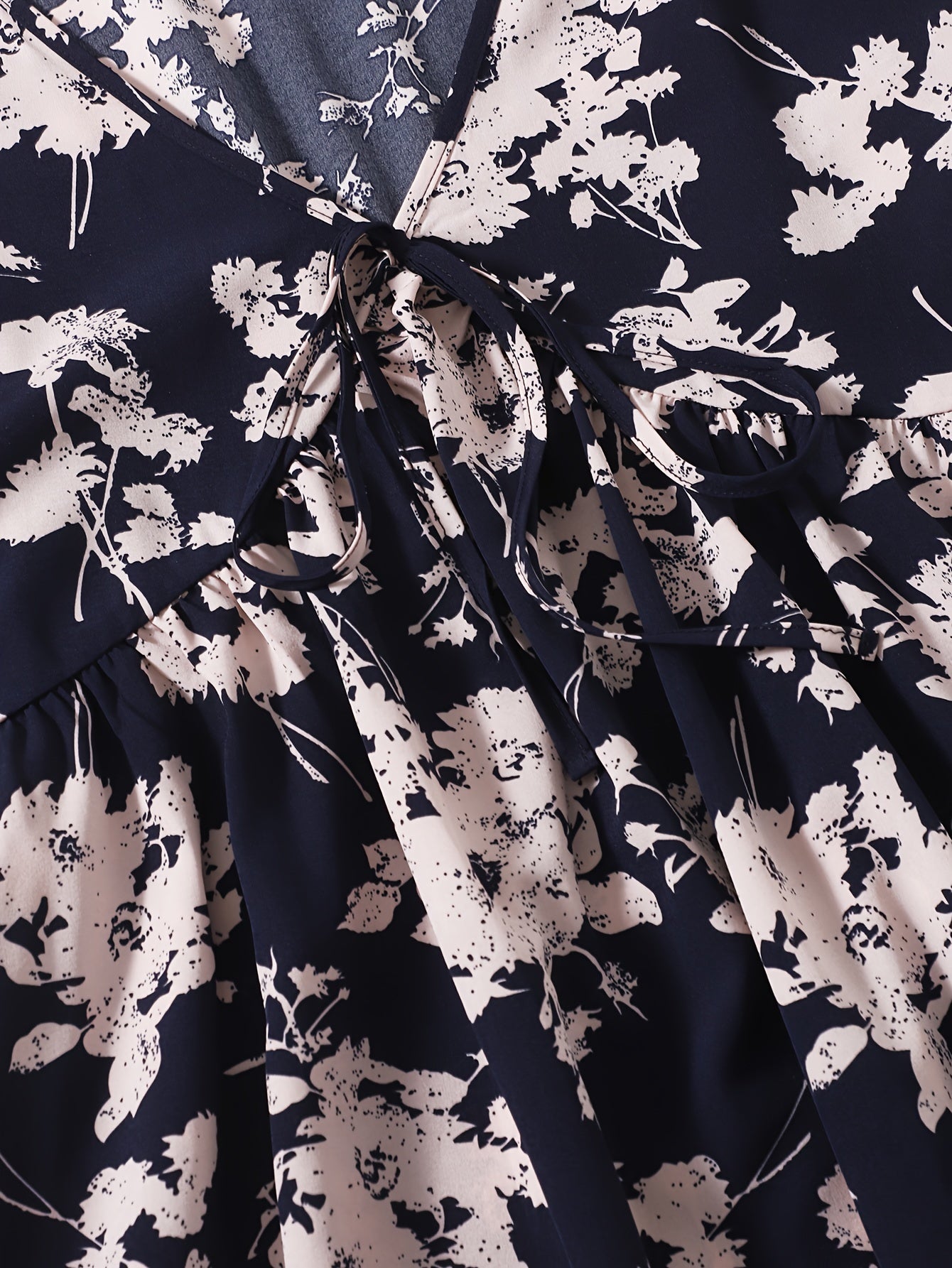 Plus Size Boho Dress Women's Plus Floral Print Puff Sleeve V Neck Dress