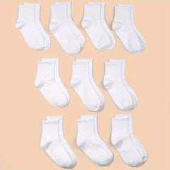 10 Pairs Kids Crew Socks Soft Breathable Children's Daily Wear Socks