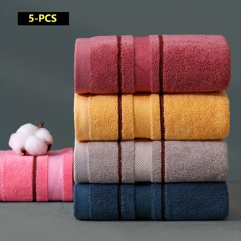 5pcs Cotton Face Towel Soft Hand Towel High Absorbency Bath Adult Towel